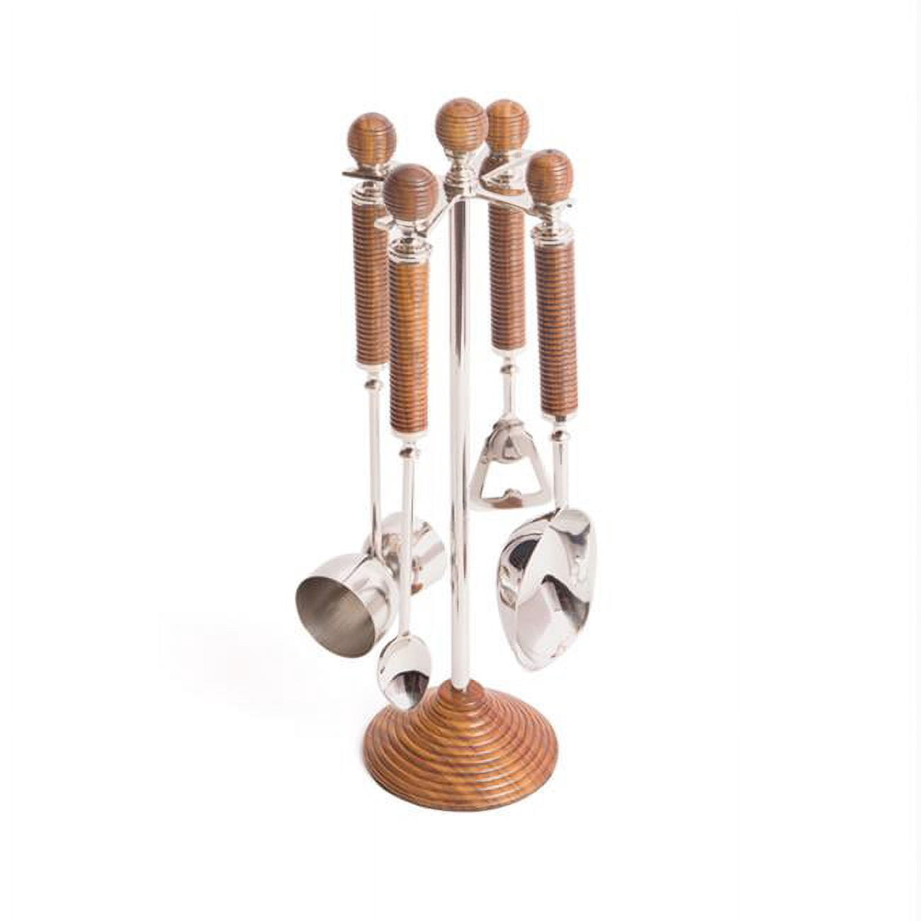 Go Home 21191 Stainless Steel, Brass & Wood Straight Up Bar Tool Set ...