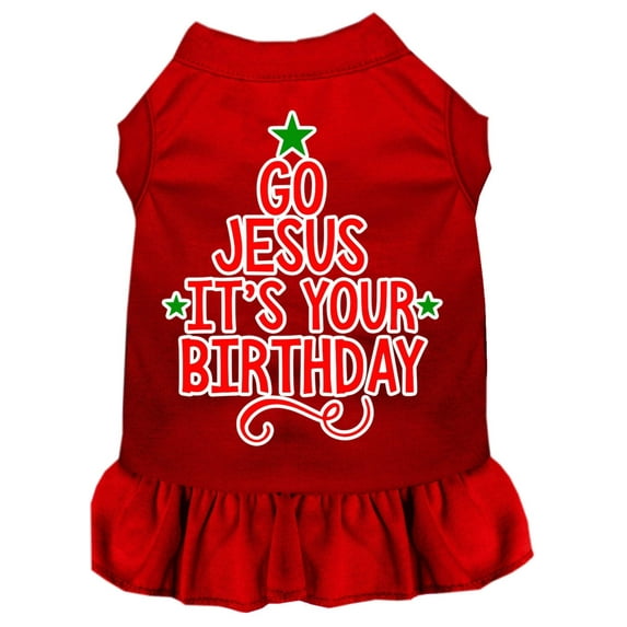 Mirage Pet Go Jesus Screen Print Dog Dress Red XS