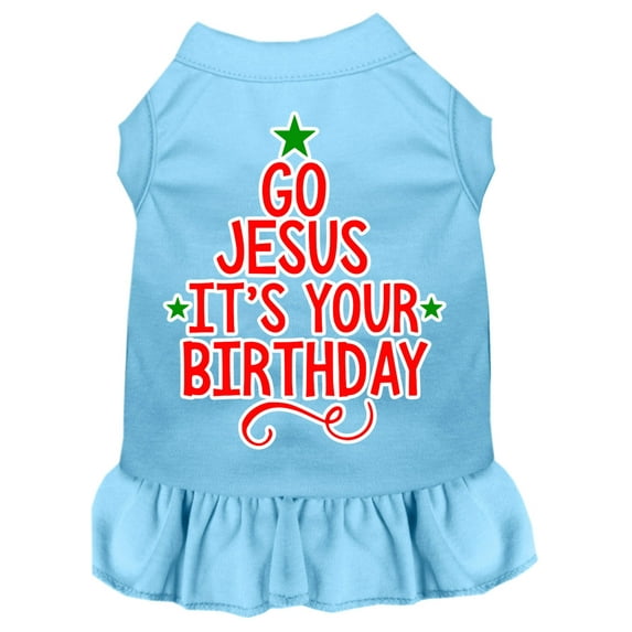 Christmas Pet Dog Cat Dress Screen Printed, "Go Jesus, It's Your Birthday"