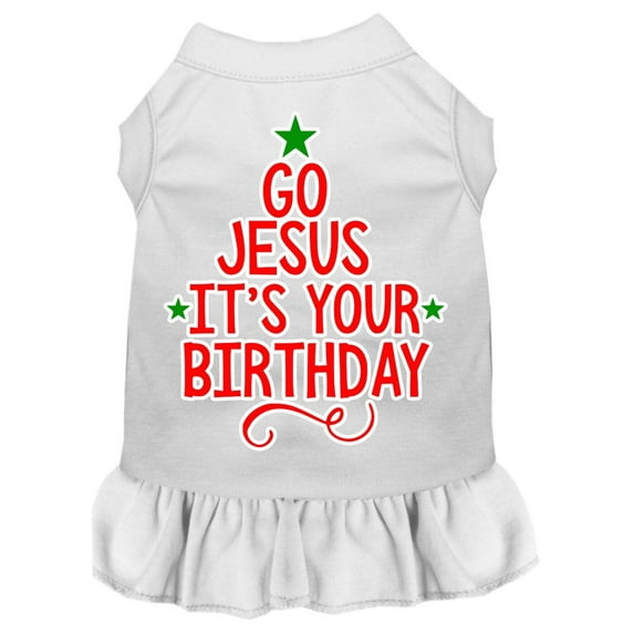 Mirage Pet Go Jesus Screen Print Dog Dress White XXL