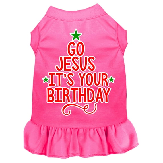 Christmas Pet Dog Cat Dress Screen Printed, "Go Jesus, It's Your Birthday"