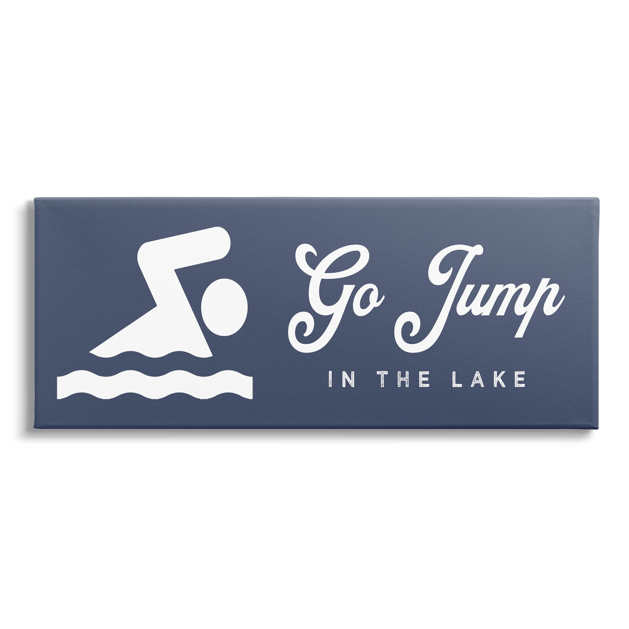 Go Jump In The Lake Swimming Sign Typography Graphic Art Gallery Wrapped Canvas Print Wall Art