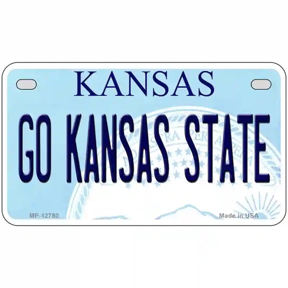 Go Kansas State Novelty Metal License Plate Tag 7" x 4" Motorcycle (MP)