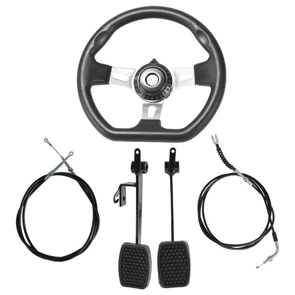Go Kart Brake Throttle Pedals with 270mm Steering Wheels, 78" Cable, Go Kart Accessories Go Kart Steering Kit for DIY Racing Go Cart Drift Trike Mini Bike ATV Quad Tricycle