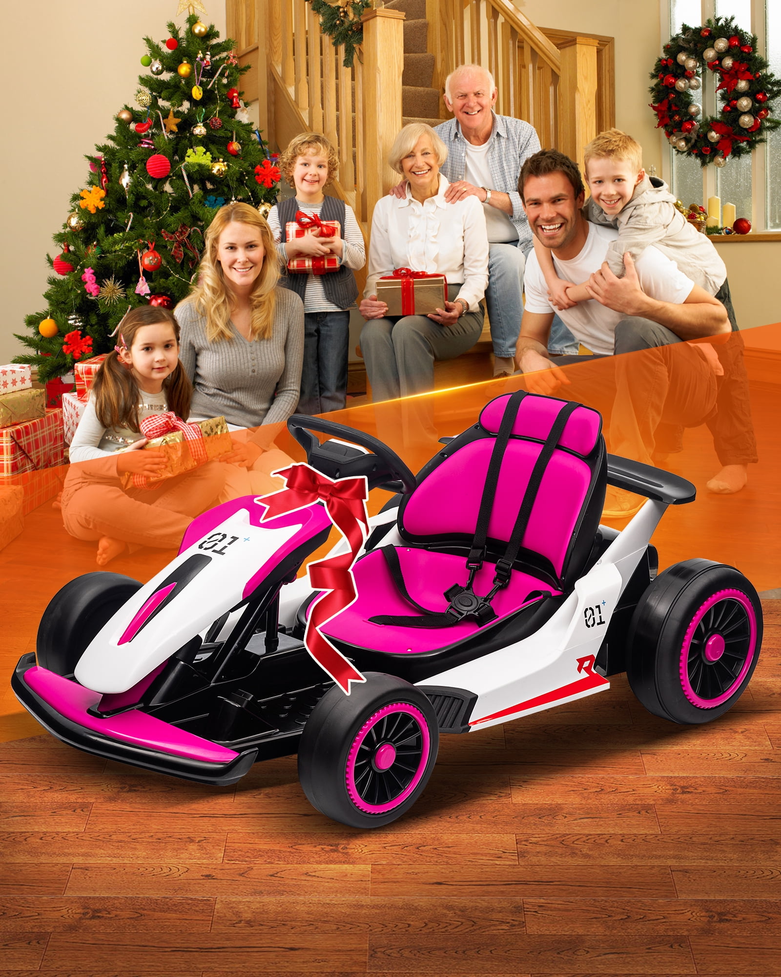 Go Kart Electric Drift Kart Car,24V Outdoor Ride on Toy with 2 Speed Mode,Cart for Kids 6-12 Years Old,Fast 2x200W Motor,7AH Big Battery,Electric Pedals,Electric Go Kart Outdoor Race Toy