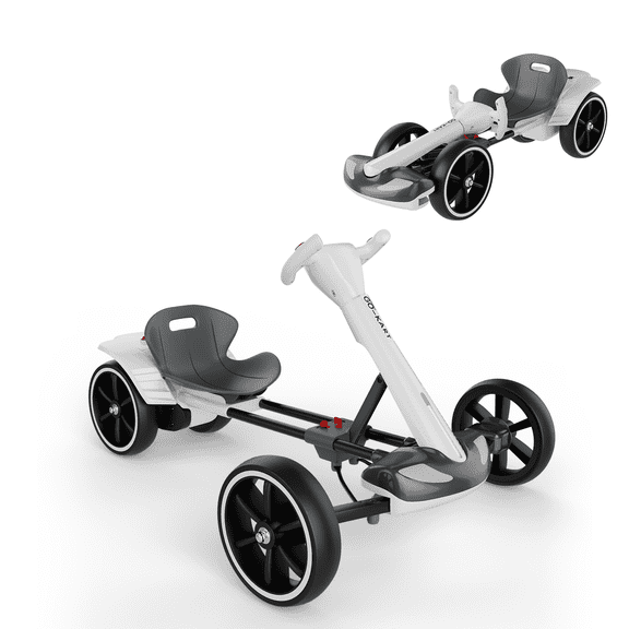Go Kart Electric Karting with Length Adjustable Seat, Ride on Toy with Music, Horn,Max Load 66lbs Crazy Cart for Kids 3-6 Years Old, 390W Motor, 2 Hours Range