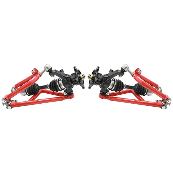 Go Kart Front Drive CV Axle Shaft Assembly with Suspension Swingarm, Steering Spindles, Wheel Hubs, Tie Rod Ends for 4WD 4 Wheel Drive Karting ATV UTV Quad Buggy Golf Cart Upgrade Conversion