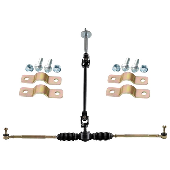 Go Kart Front Steering Wheel Gear Rack Pinion Adjustable Shaft Tie Rod Kit Assembly Front Steering Gear Fixing Mount for Karting ATV UTV Drift Trike Golf Cart Quad Buggy Four Wheeler Tricycle DIY