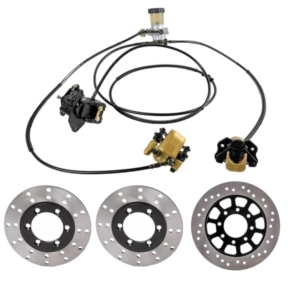 Go Kart Hydraulic Brake Kit Brake Disc Rotor Front & Rear For 150cc Taotao Sunl Buggy ATV ATV UTV Drift Trike Golf Cart Quad Buggy Four Wheeler Offroad Motorcycle DIY Rebuild Upgrade