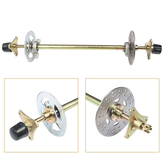 Go Kart Rear Axle, ATV Rear Axle, Rear Live Axle 740mm, Rear Axle Assembly for 50cc 70cc 90cc ATV, Sand Kart, Dune Buggy, Fits for Atomik Motowork DHZ LEI
