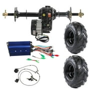Go Kart Rear Differential Axle Kit with 48V 1000W Brushless Motor Gearbox, Controller, Brake Caliper Assembly and Wheels for ATV UTV Quad Dune Buggy 4 Wheeler Tricycle Drift Trike 30 Axle