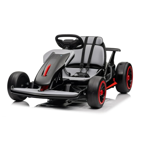 Go Kart for Kids, 24V Drift Kart with 2X200W Strong Motor, 7AH Big Battery, Electric Pedals, Electric Go Kart Outdoor Race Toy Blue
