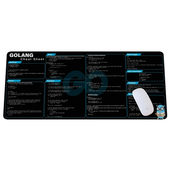 Go Lang Cheat Sheet Mouse Mat, Golang Cheat Sheet Desk Pad, Go Lang Developer, Code Faster, Work Smarter Mousepad