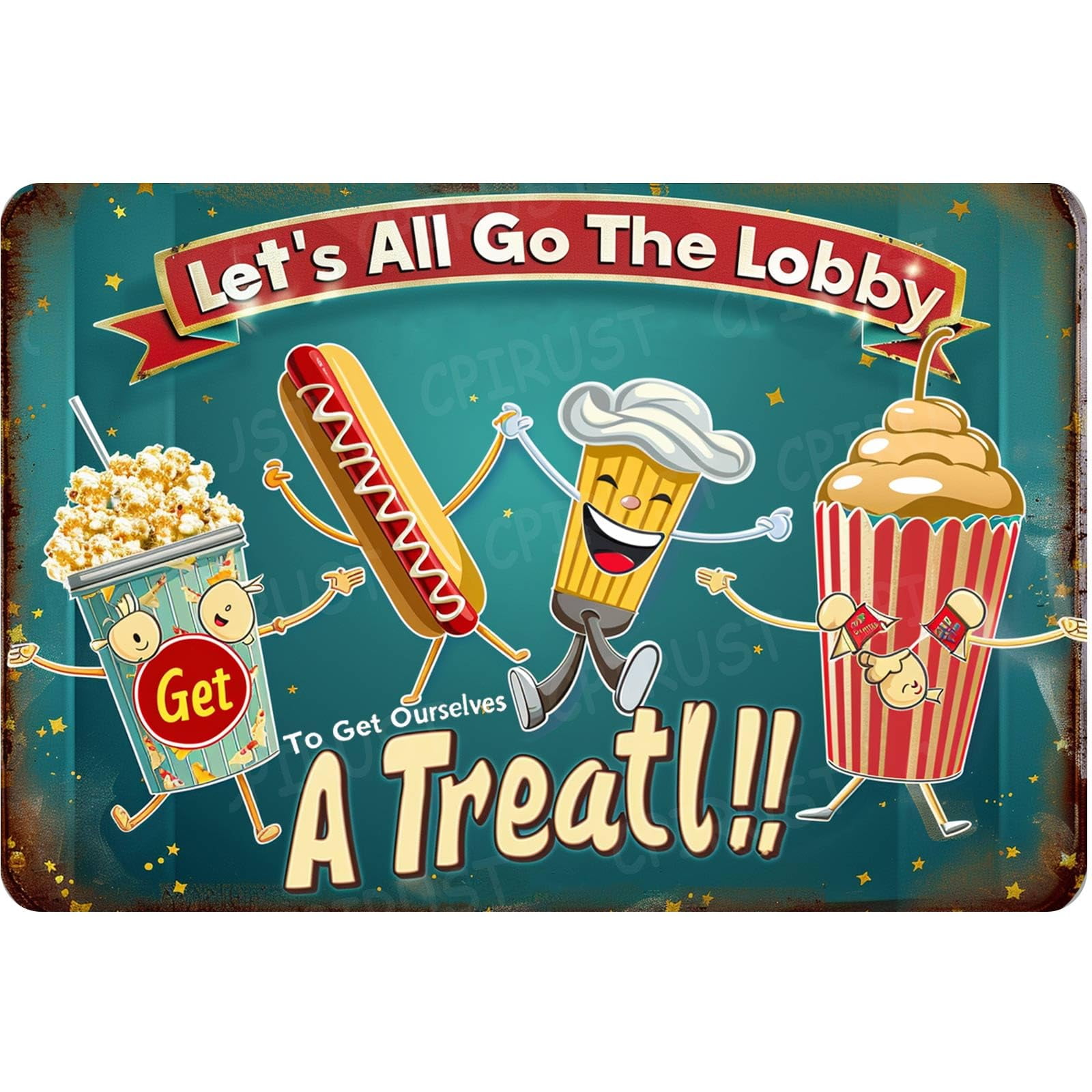 Targa In Metallo EYSL Retrò – "Let's All Go To The Lobby" – Poster Vintage Per Bar, Cucina, Garage 15x20cm - 2