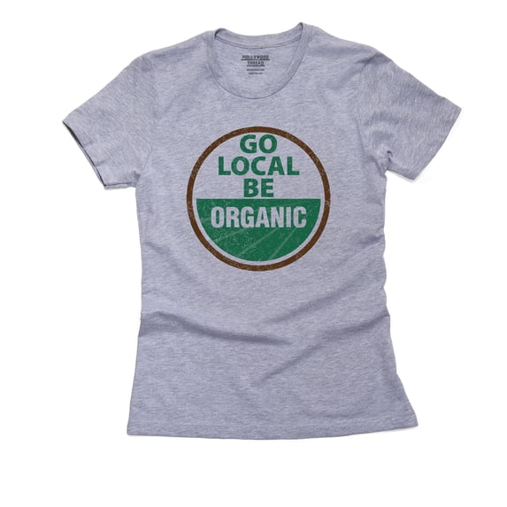 Go Local - Be Organic - Simple Trendy Women's Cotton Grey T-Shirt