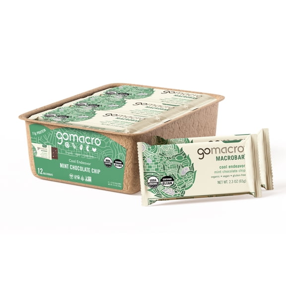 GoMacro Mint Chocolate Chip MacroBar 12ct Tray