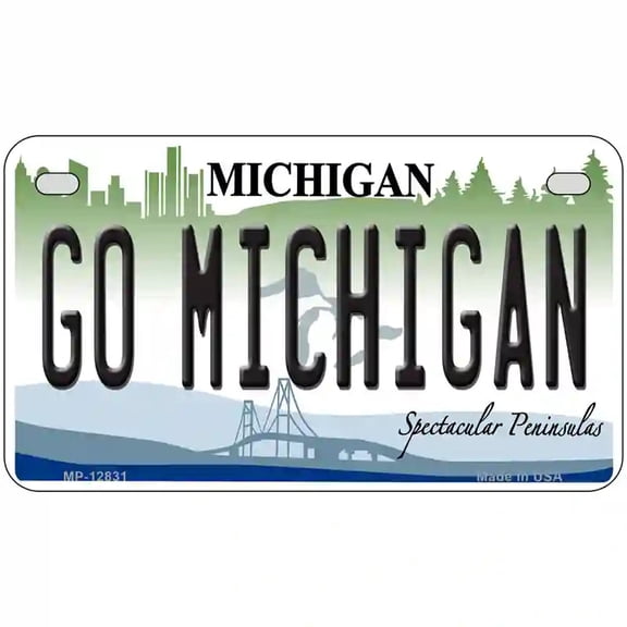Go Michigan Novelty Metal License Plate 7" x 4" Motorcycle (MP)