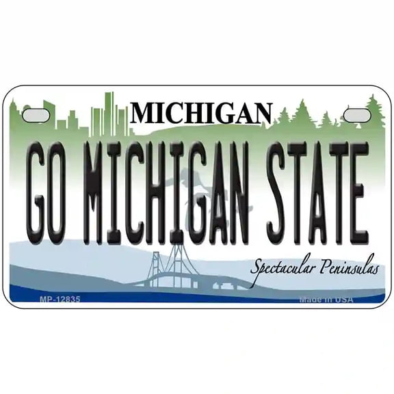 Go Michigan State Novelty Metal License Plate 7" x 4" Motorcycle (MP)