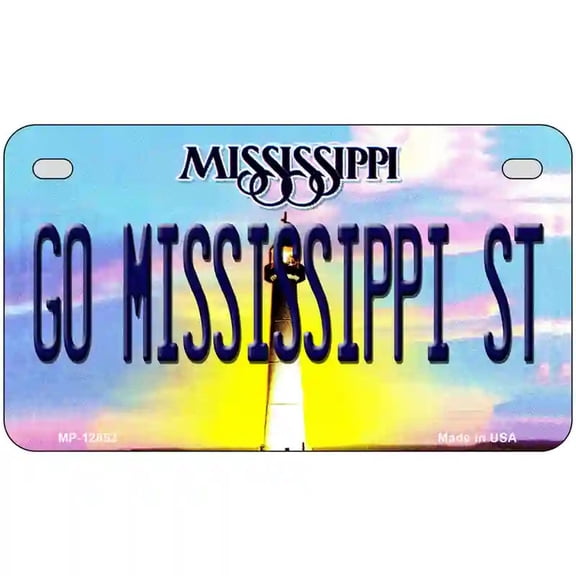 Go Mississippi State Novelty Metal License Plate 7" x 4" Motorcycle (MP)