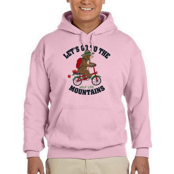 Go Mountains Bear On Bike Hoodie Men -Image by Shutterstock, Male Large