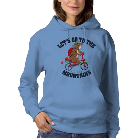 Go Mountains Bear On Bike Hoodie Women -Image by Shutterstock, Female XX-Large