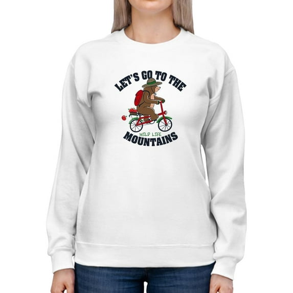 Go Mountains Bear On Bike Sweatshirt Women -Image by Shutterstock, Female Large