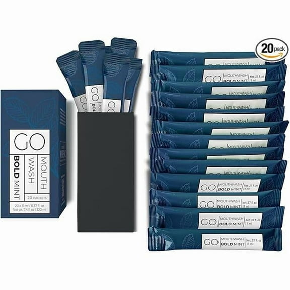 0.37 oz Individual Mouthwash Packets - Bold Mint Flavor (20/Pack)
