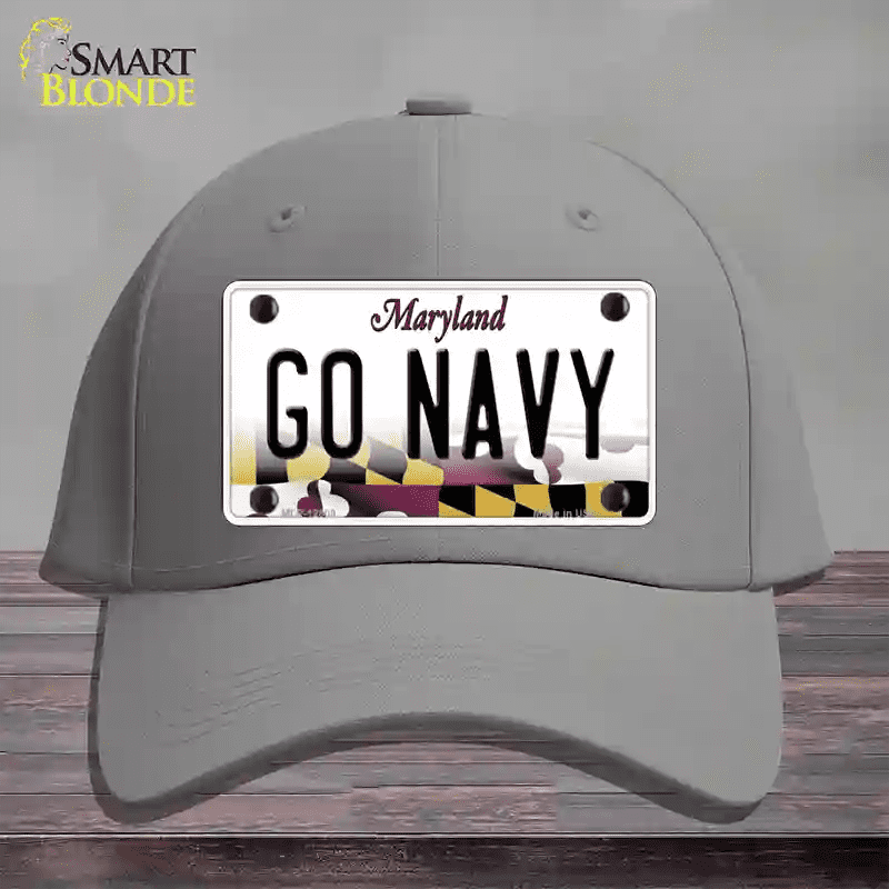 Go Navy Novelty License Plate Hat Tag Cotton Gray
