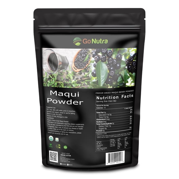 Go Nutra Organic Maqui Berry Powder | Maqui Superfood Freeze-Dried for Nutrition & Flavor | Chile Grown | Antioxidants & Polyphenols | Non-GMO & Gluten Free | 100% Natural | 16 ounce (1 lb)