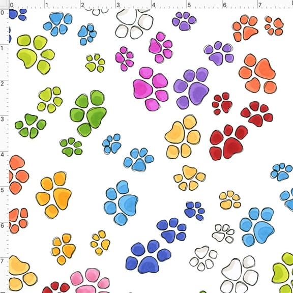 Go Paws White Fabric Yard
