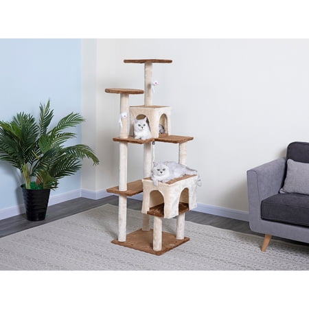 Go Pet Club 40-in Cat Tree & Condo Scratching Post Tower, Beige