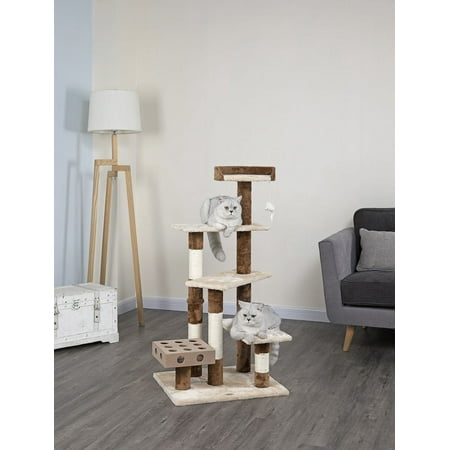 Go Pet Club 45-in Cat Tree & Condo Scratching Post Tower, Beige