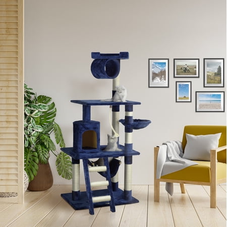 Go Pet Club 72-in Cat Tree & Condo Scratching Post Tower, Blue