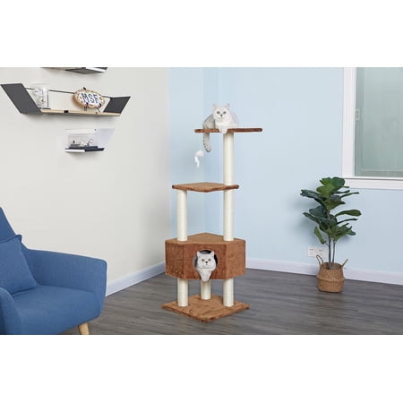 Go Pet Club F85 51 in. Cat Tree Condo House Furniture, Brown
