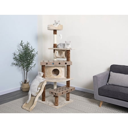 Go Pet Club SF054 IQ Busy Box Cat Tree House Toy Condo Pet Furniture- 40 W x 25 L x 70 H in.