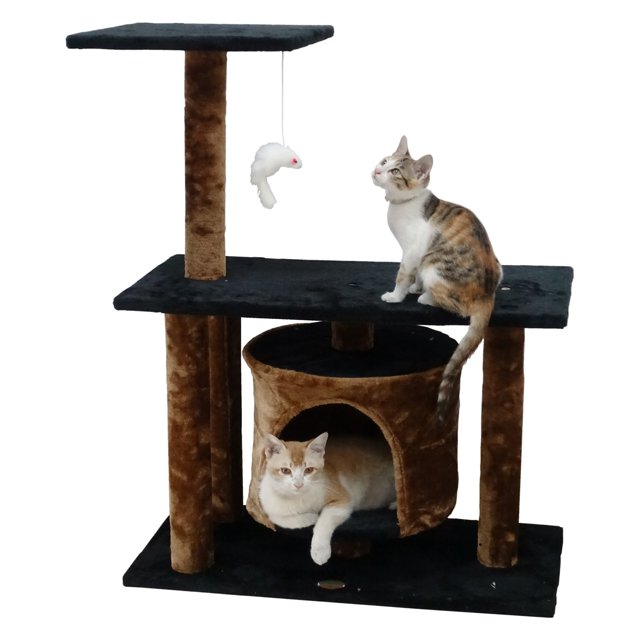 Go Pet Club Cat Tree & Condo Scratching Post Tower, Brown, 38in