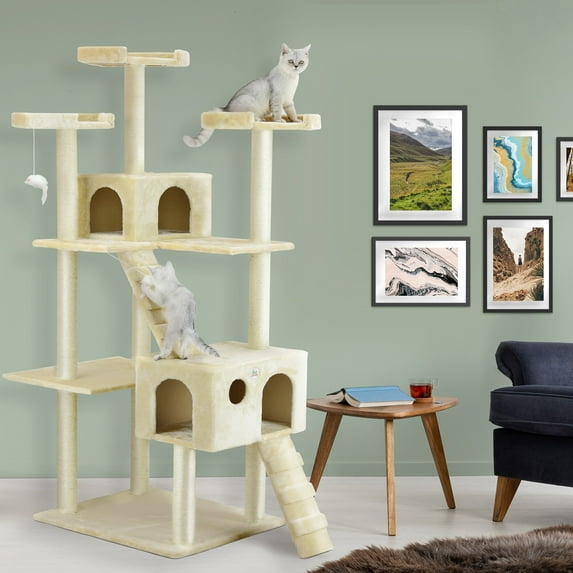 Product photo of Go Pet Club Cat Tree, 50W x 26L x 72H, Beige in New/Like New condition