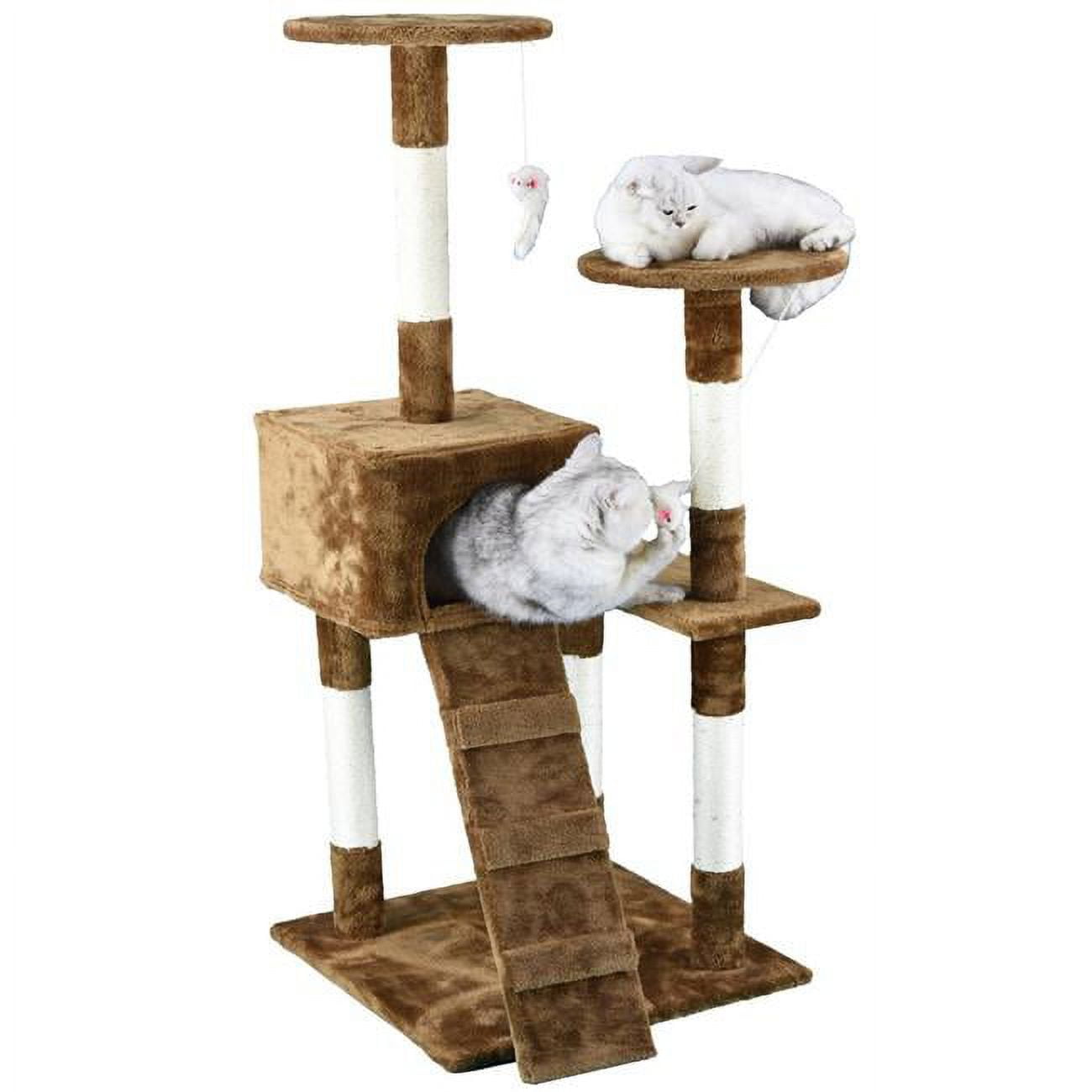 Go Pet Club Economical Cat Tree Condo with Sisal Covered Posts Beige