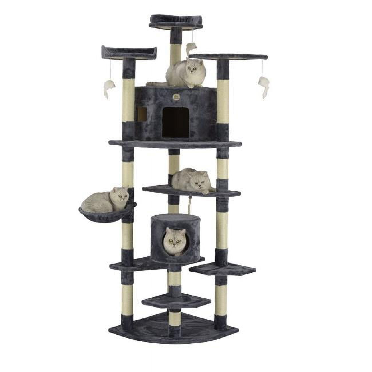 80'' Gray Cat Tree House with Sisal Scratching Posts