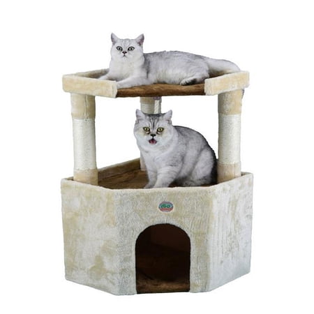 Go Pet Club F95 32 in. Cat Tree Condo with Large Perch, Gray