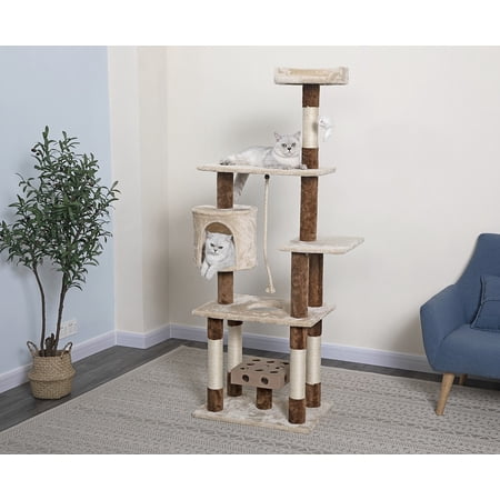 Go Pet Club GoPetClub IQ Busy Box 67-inch Cat Tree Beige/Brown