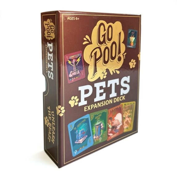 Go Poo! Pets Expansion Deck – Add-On Card Pack for Go Poo! The Game, Includes Pet-Themed Poop Cards & New Gameplay, Ages 6+