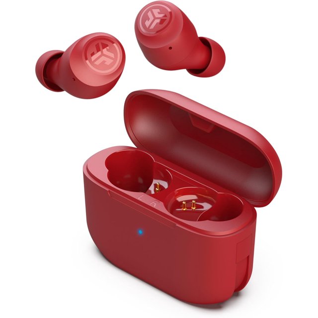 Go Pop+ True Wireless Bluetooth Earbuds + Charging Case, Rose Red, Dual