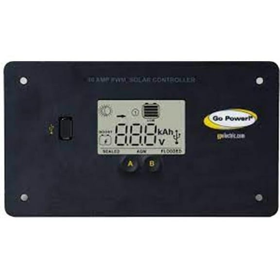 Go Power 10A Flush Mounted PWM Digital Solar Controller with USB Port
