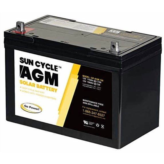 Go Power! 76285 GP-AGM-100-12V 12 Volt Sun Cycle AGM Deep Cycle Solar Battery