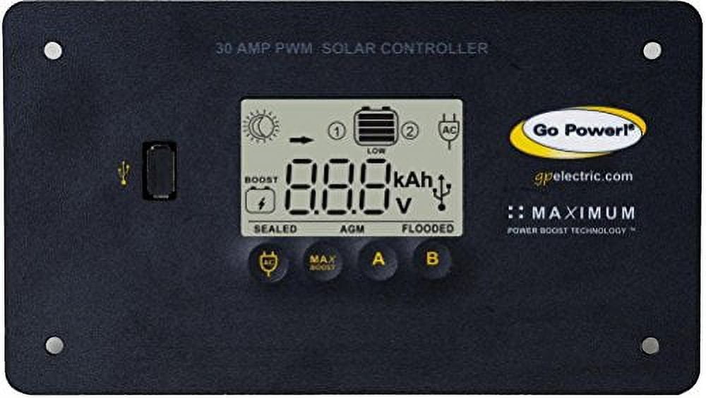 Go Power GP-PWM-30-UL Battery Charger Controller; For Use With Solar 12 Volt Battery Chargers; 30 Amp
