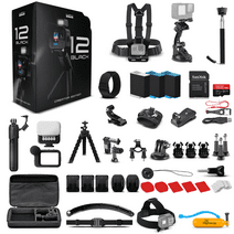 Go Pro HERO 12 Black Creator Edition - With Volta (Battery Grip, Tripod, Remote), Media Mod, Light Mod, - Waterproof Action Camera + 64GB Card, 50 Piece Accessory Kit and 2 Extra Batteries