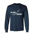 thumbnail image 1 of Go Puck Yourself Sarcastic Humor Novelty Men's Long Sleeve Shirts, 1 of 3