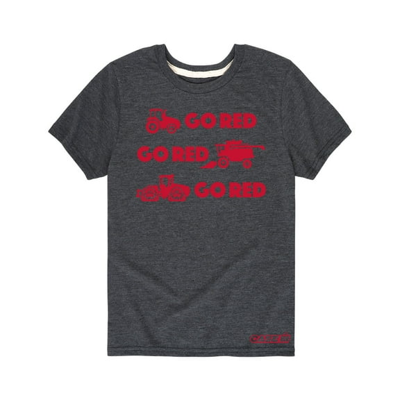 Go Red Three Vehicles Case IH - Toddler Short Sleeve Graphic T-Shirt