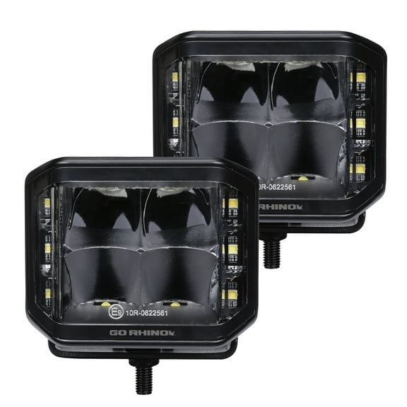 Go Rhino 750700321SCS Blackout Series - SIDELINE 4x3 LED Cube Spot Lights, Pair